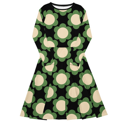 Midi dress - ELLIE green black - Classic floral print 3XL