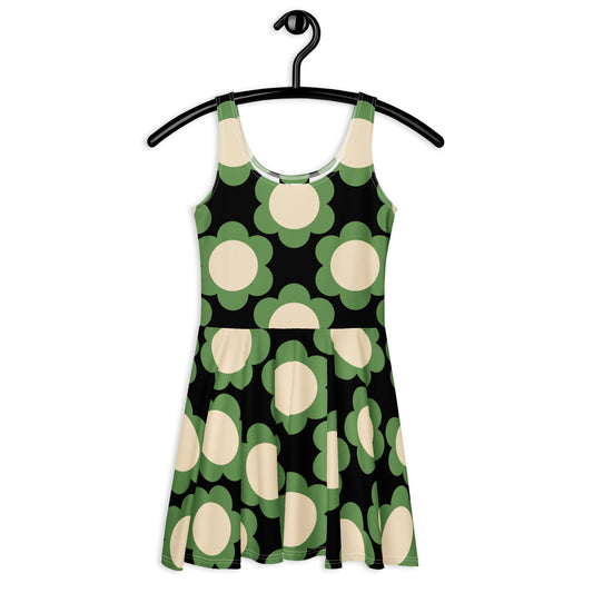 Skater dress - ELLIE green black - Classic floral print 3XL