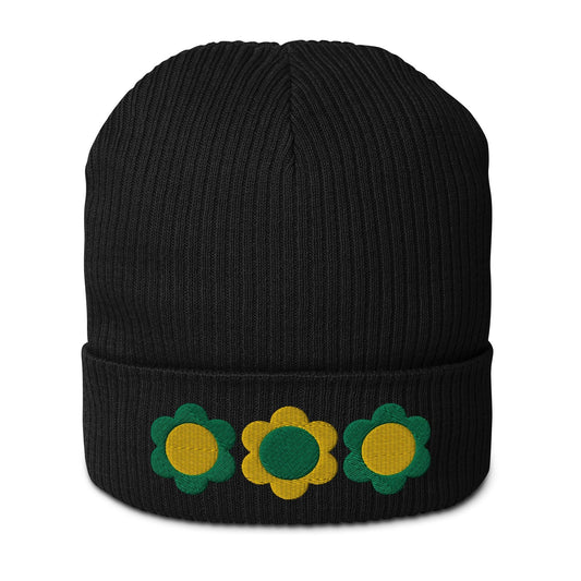 Beanie - ELLIE green yellow - Classic Flower Print