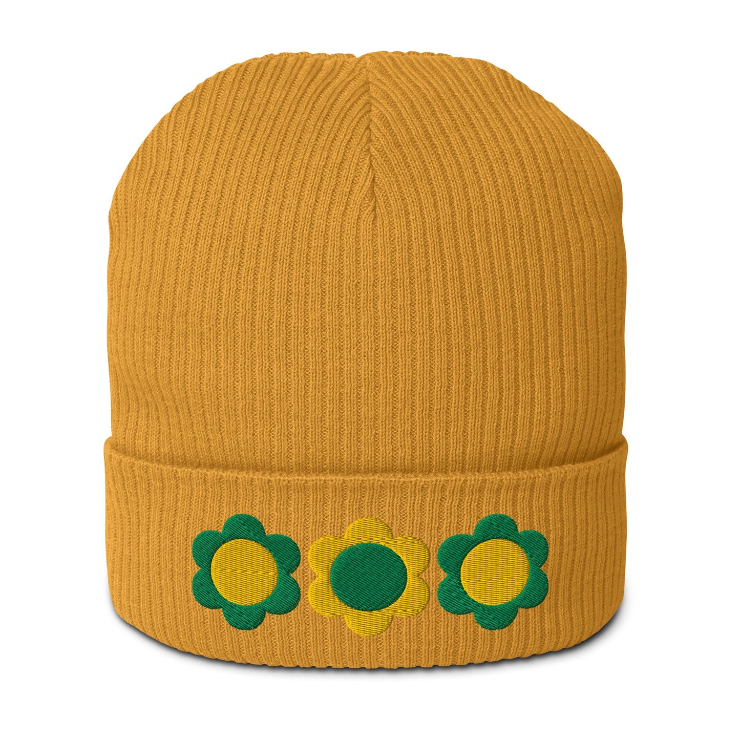 Beanie - ELLIE green yellow - Classic floral print Mustard Yellow