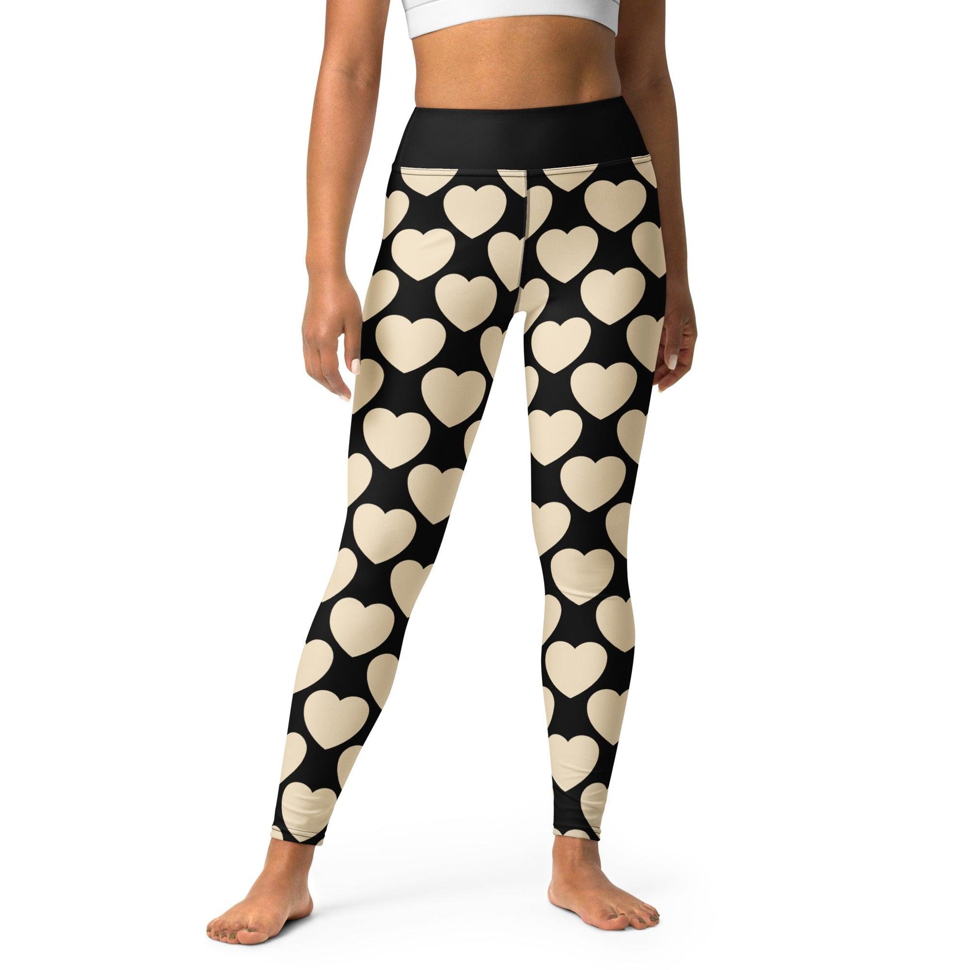 Yoga leggings -2- ELLIE LOVE black - Bold heart print XL