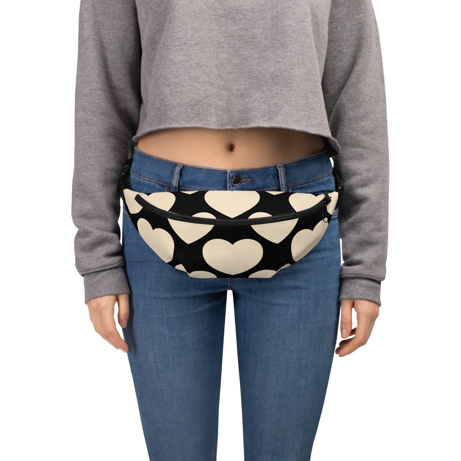 Fanny pack - ELLIE LOVE black - Bold heart print