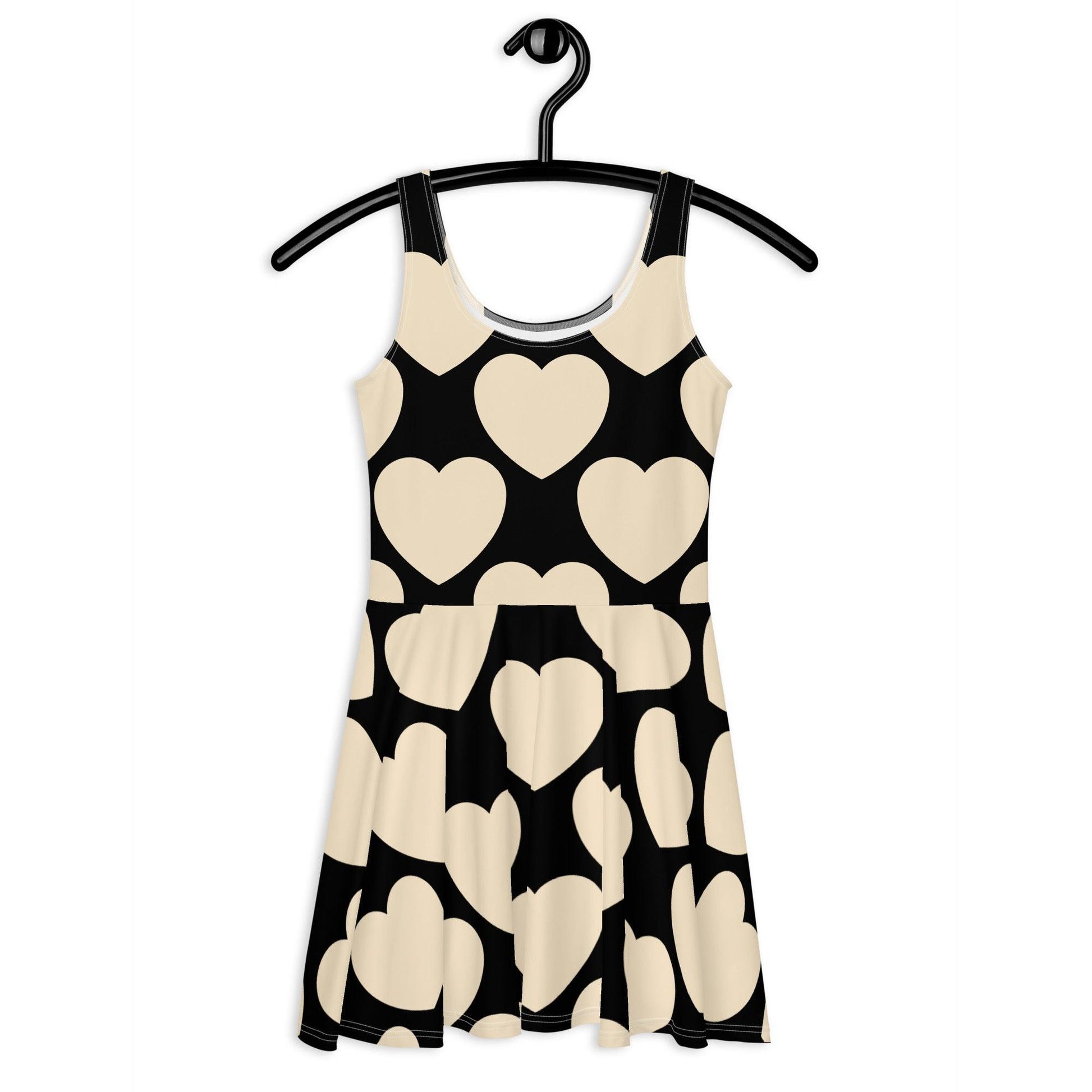 Skater dress - ELLIE LOVE black - Bold heart print 3XL