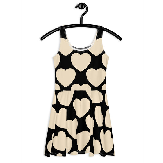 Skater dress - ELLIE LOVE black - Bold heart print 3XL