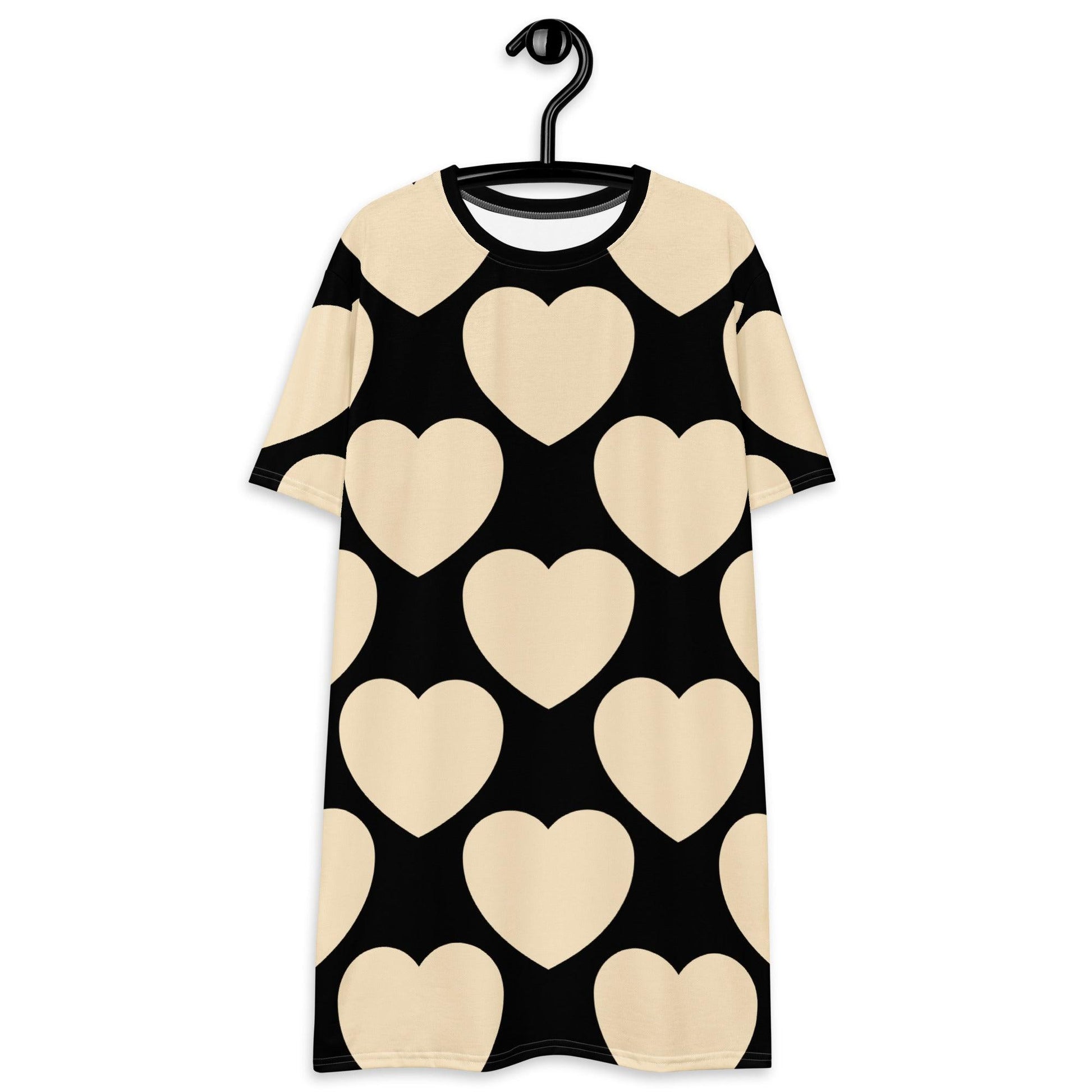 T-shirt dress - ELLIE LOVE black - Bold heart print 6XL