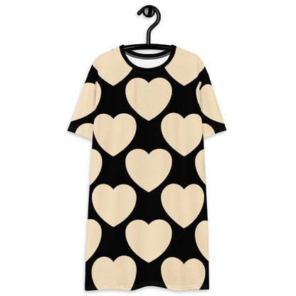 T-shirt dress - ELLIE LOVE black - Bold heart print 6XL