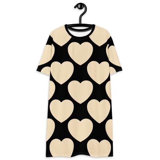 T-shirt dress - ELLIE LOVE black - Bold heart print 6XL