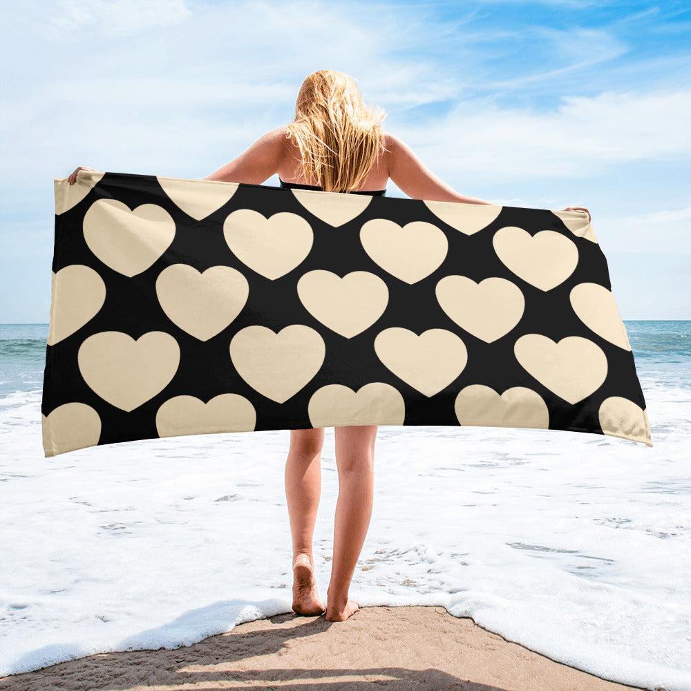 Towel - ELLIE LOVE black - Bold heart print Default Title