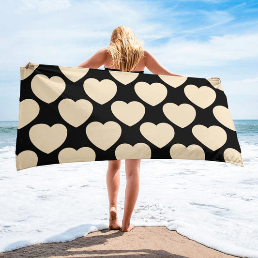 Towel - ELLIE LOVE black - Bold heart print Default Title