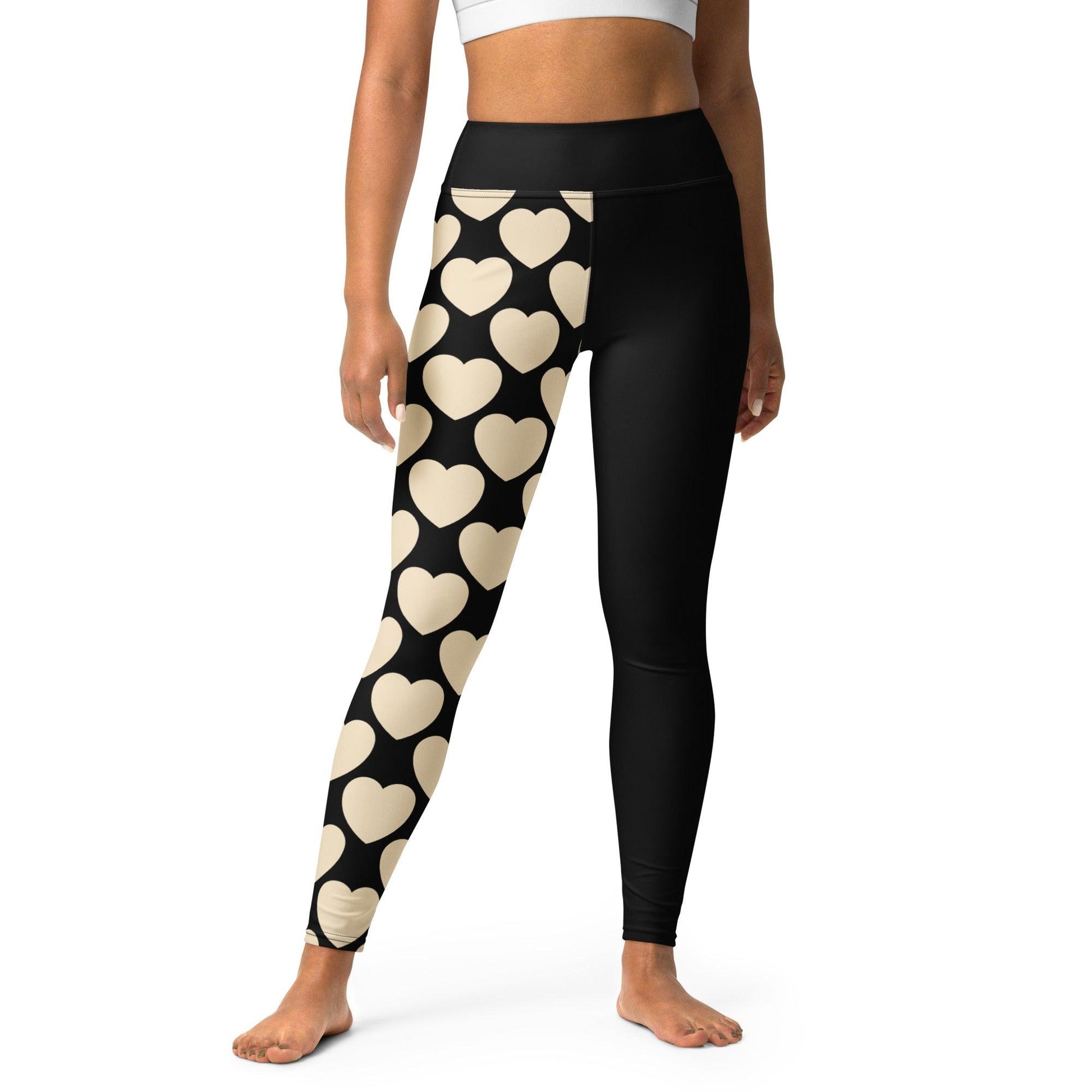 Yoga leggings - ELLIE LOVE black - Bold heart print XL
