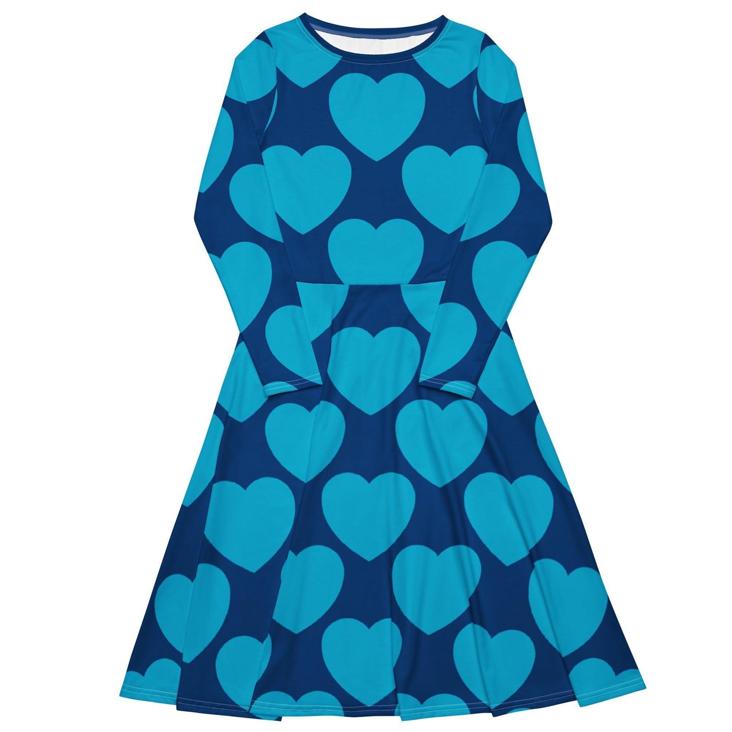 Midi dress - ELLIE LOVE blue - Bold heart print 6XL