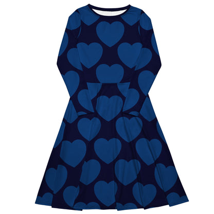 Midi dress - ELLIE LOVE dark blue - Bold heart print 6XL