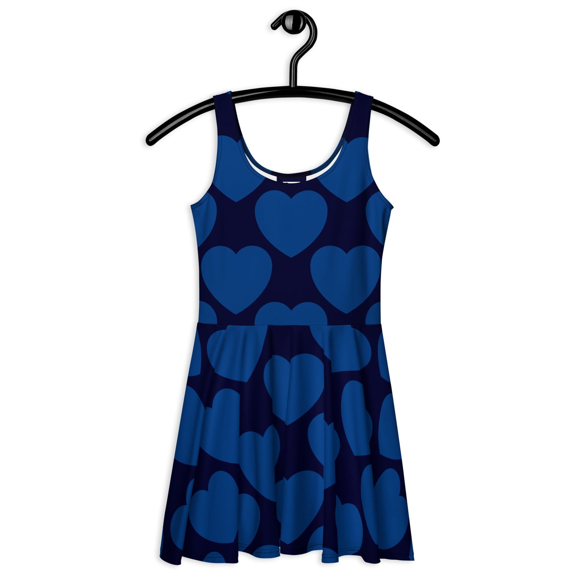 Skater dress - ELLIE LOVE dark blue - Bold heart print 3XL