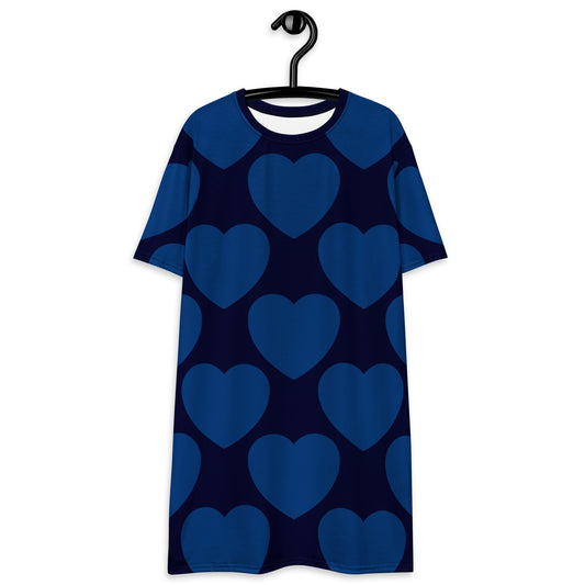 T-shirt dress - ELLIE LOVE dark blue - Bold heart print 6XL