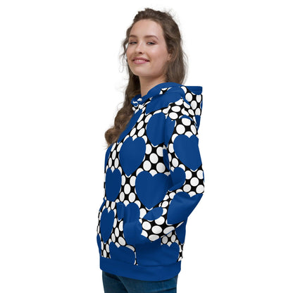 Hoodie - ELLIE LOVE DOT blue black - Bold heart print