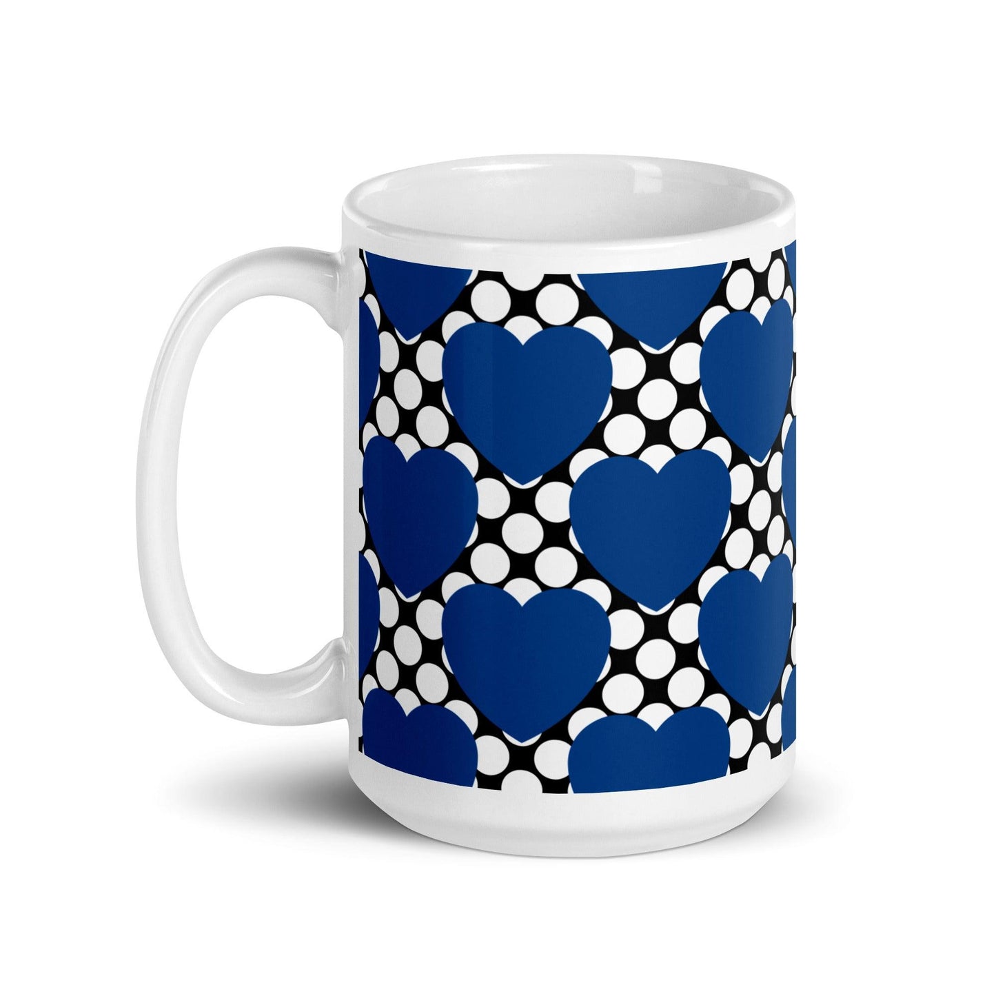 Mug - ELLIE LOVE DOT blue black - Bold heart print