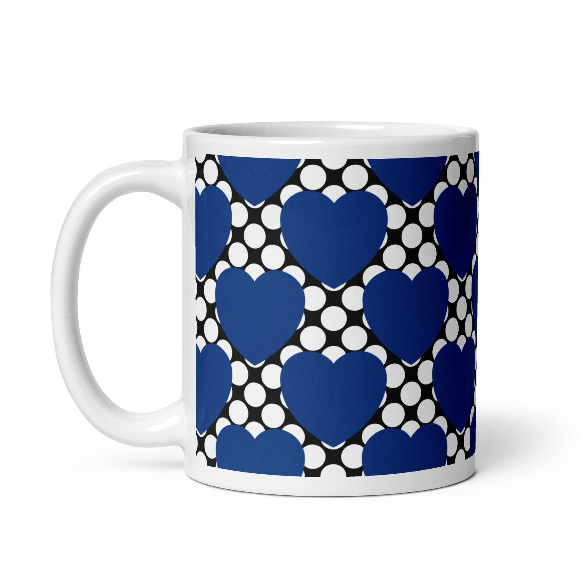 Mug - ELLIE LOVE DOT blue black - Bold heart print
