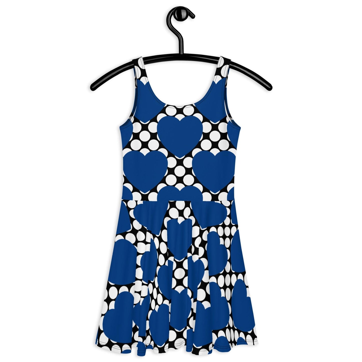 Skater dress - ELLIE LOVE DOT blue black - Bold heart print