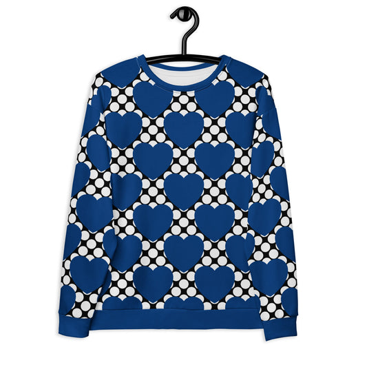 Sweatshirt - ELLIE LOVE DOT blue black - Bold heart print 3XL