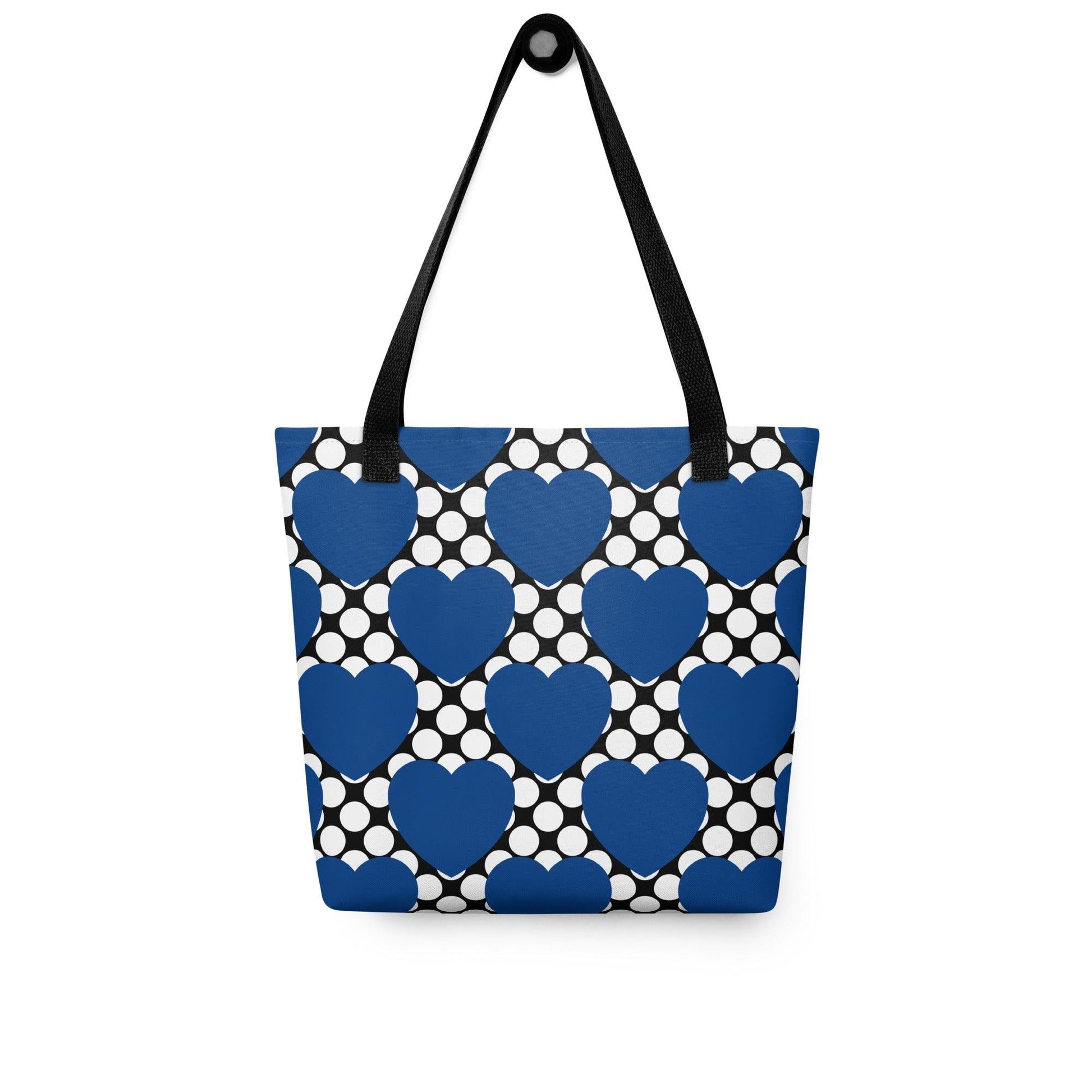Tote bag - ELLIE LOVE DOT blue black - Bold heart print Default Title