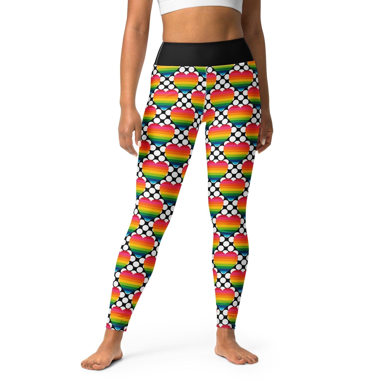 Yoga leggings -2- ELLIE LOVE DOT rainbow - Bold heart print XL
