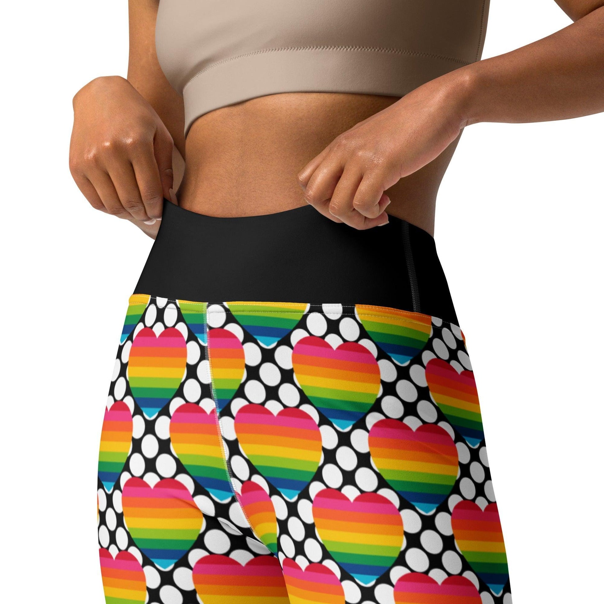 Yoga leggings -2- ELLIE LOVE DOT rainbow - Bold heart print