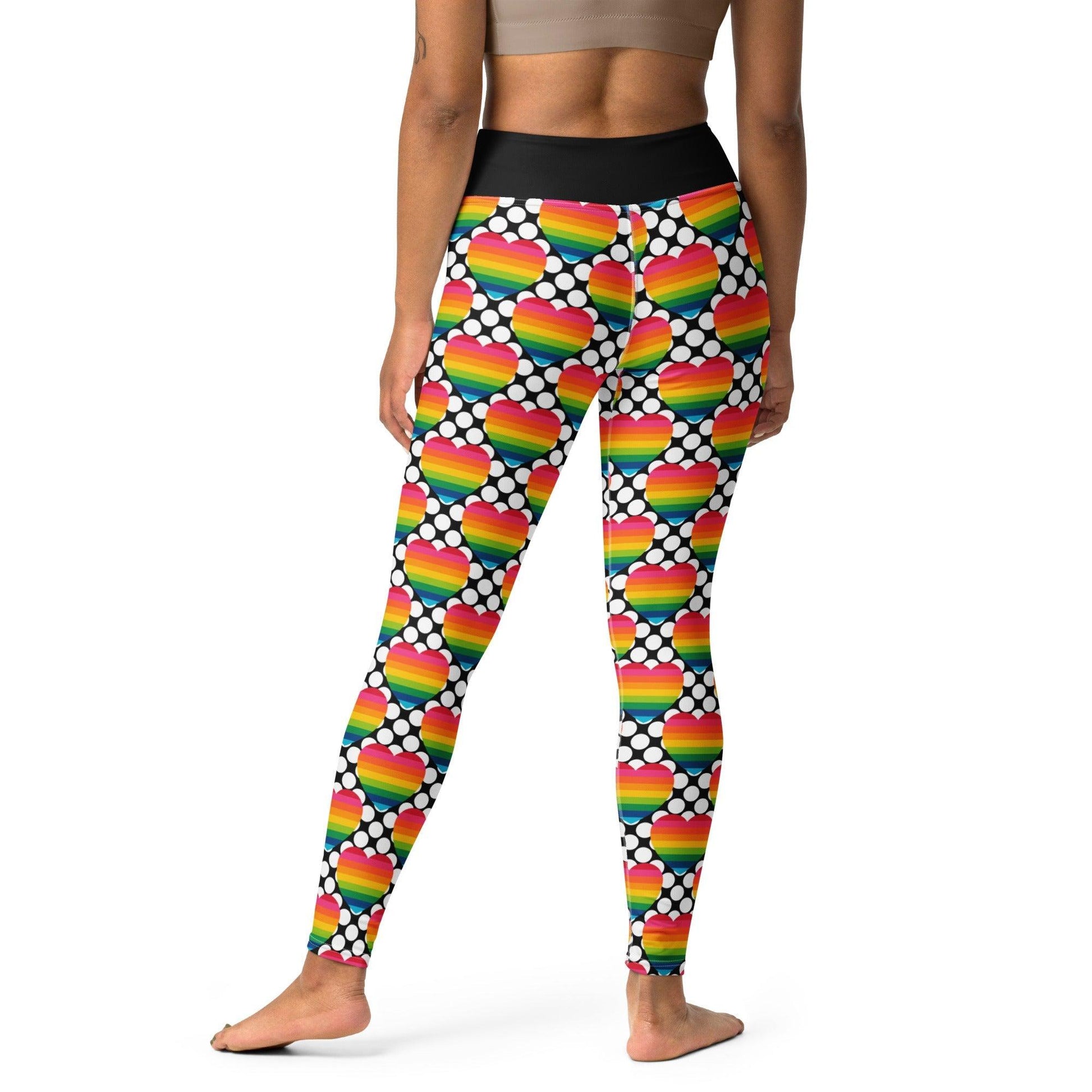 Yoga leggings -2- ELLIE LOVE DOT rainbow - Bold heart print