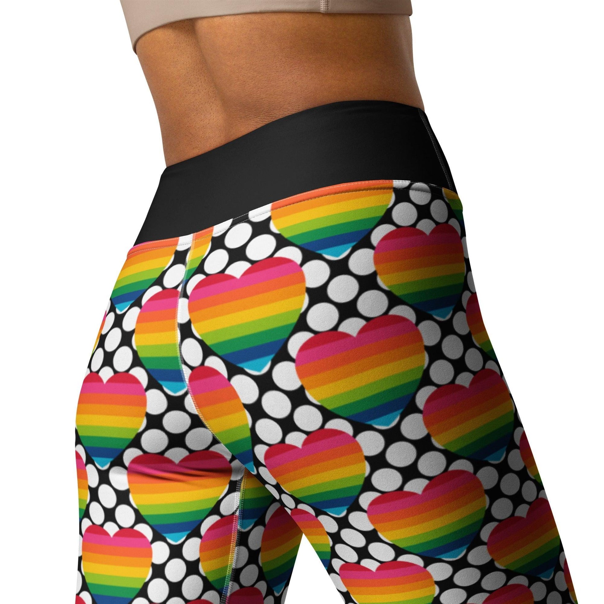 Yoga leggings -2- ELLIE LOVE DOT rainbow - Bold heart print