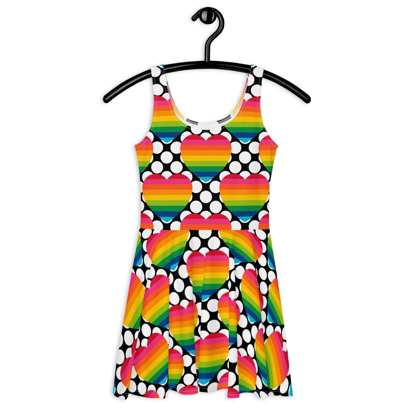 Skater dress - ELLIE LOVE DOT rainbow - Bold heart print 3XL