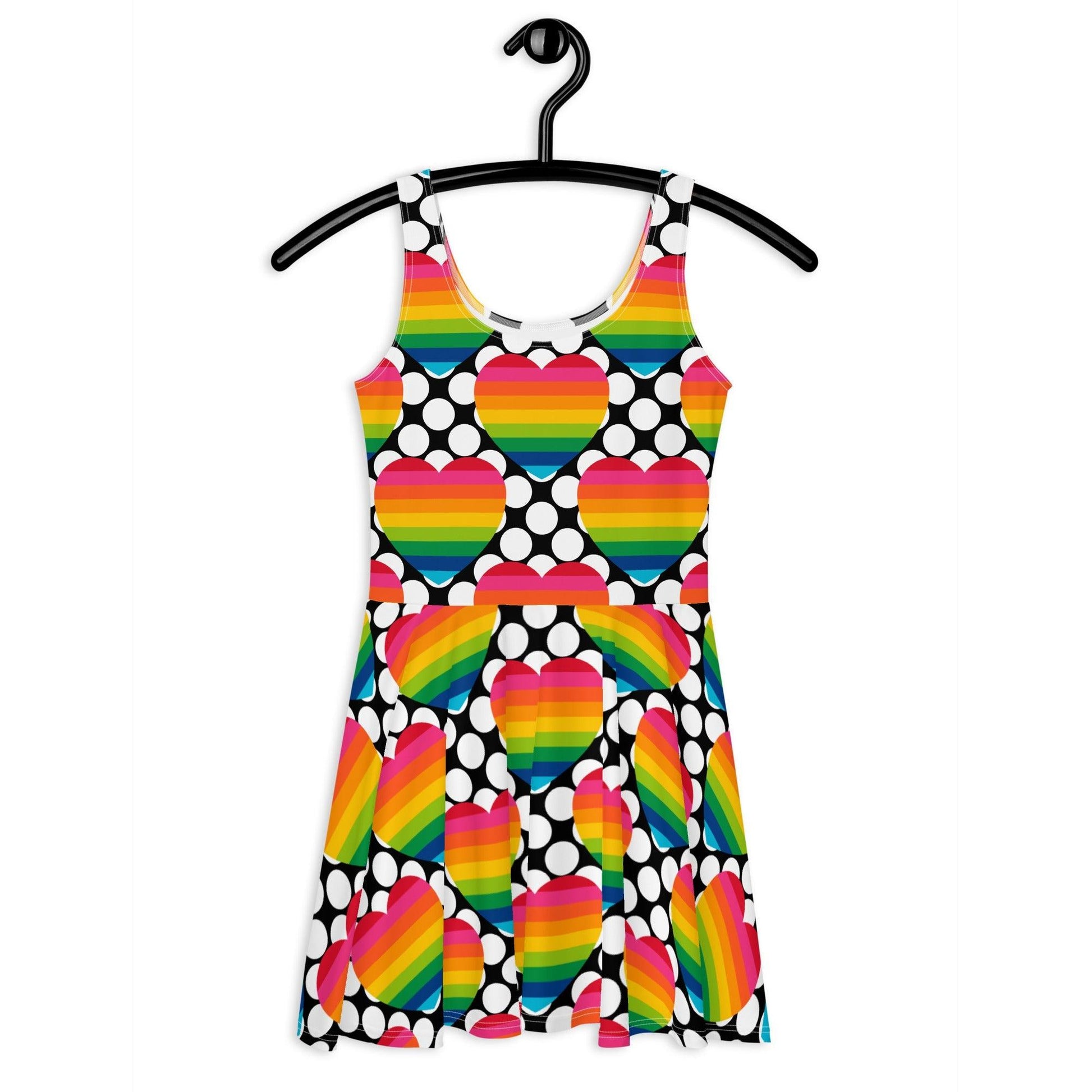 Skater dress - ELLIE LOVE DOT rainbow - Bold heart print 3XL