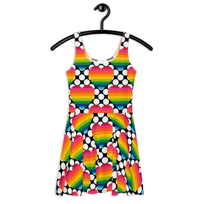 Skater dress - ELLIE LOVE DOT rainbow - Bold heart print 3XL