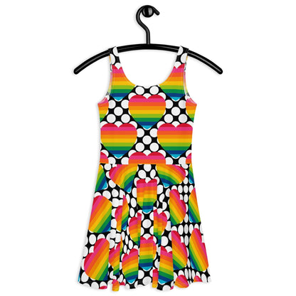 Skater dress - ELLIE LOVE DOT rainbow - Bold heart print
