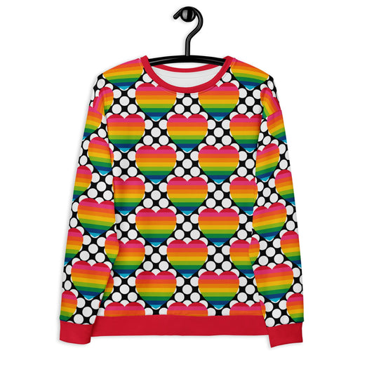 Sweatshirt - ELLIE LOVE DOT rainbow - Bold heart print 6XL