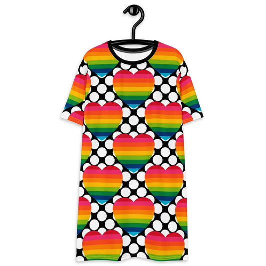 T-shirt dress - ELLIE LOVE DOT rainbow - Bold heart print 6XL
