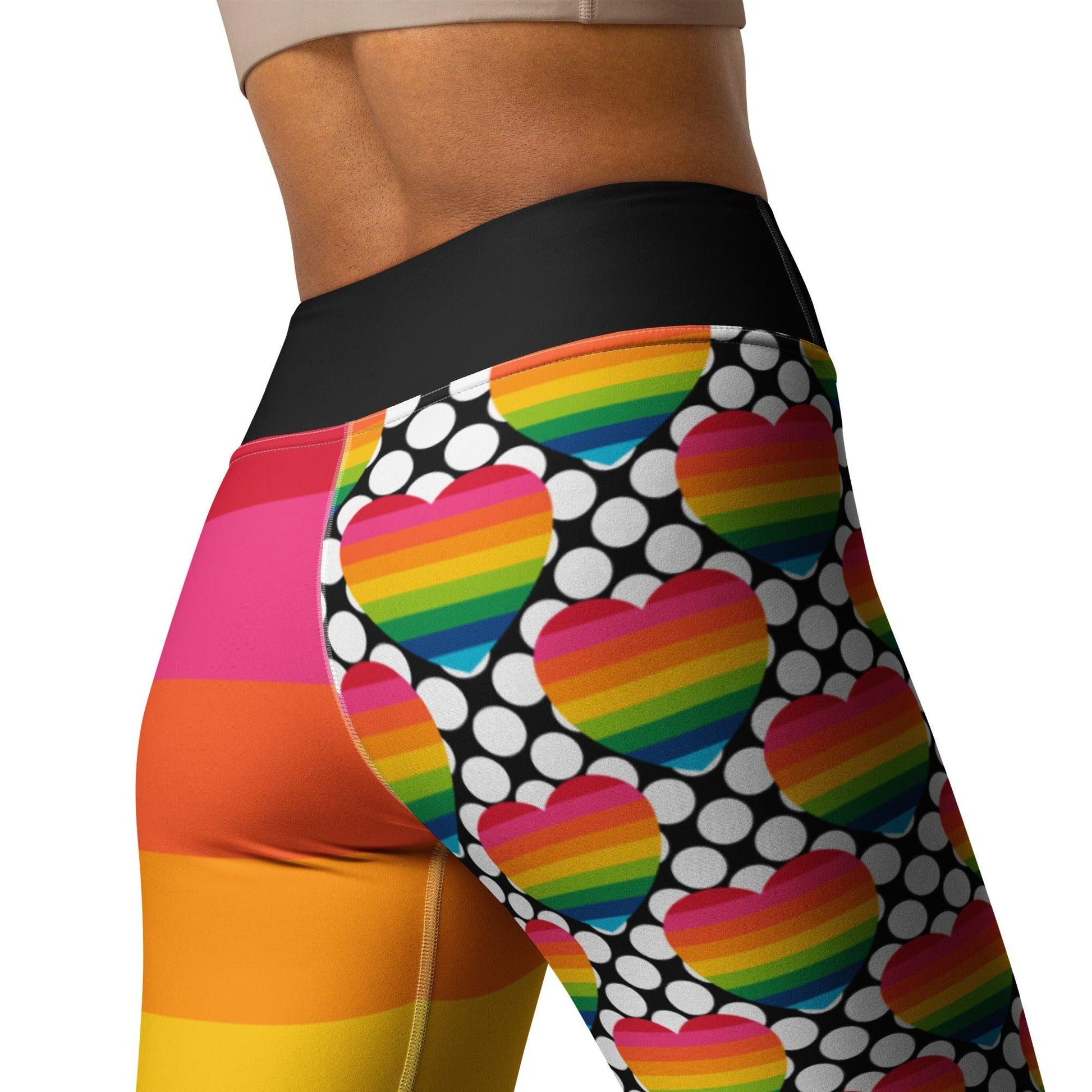 Yoga leggings - ELLIE LOVE DOT rainbow - Bold heart print