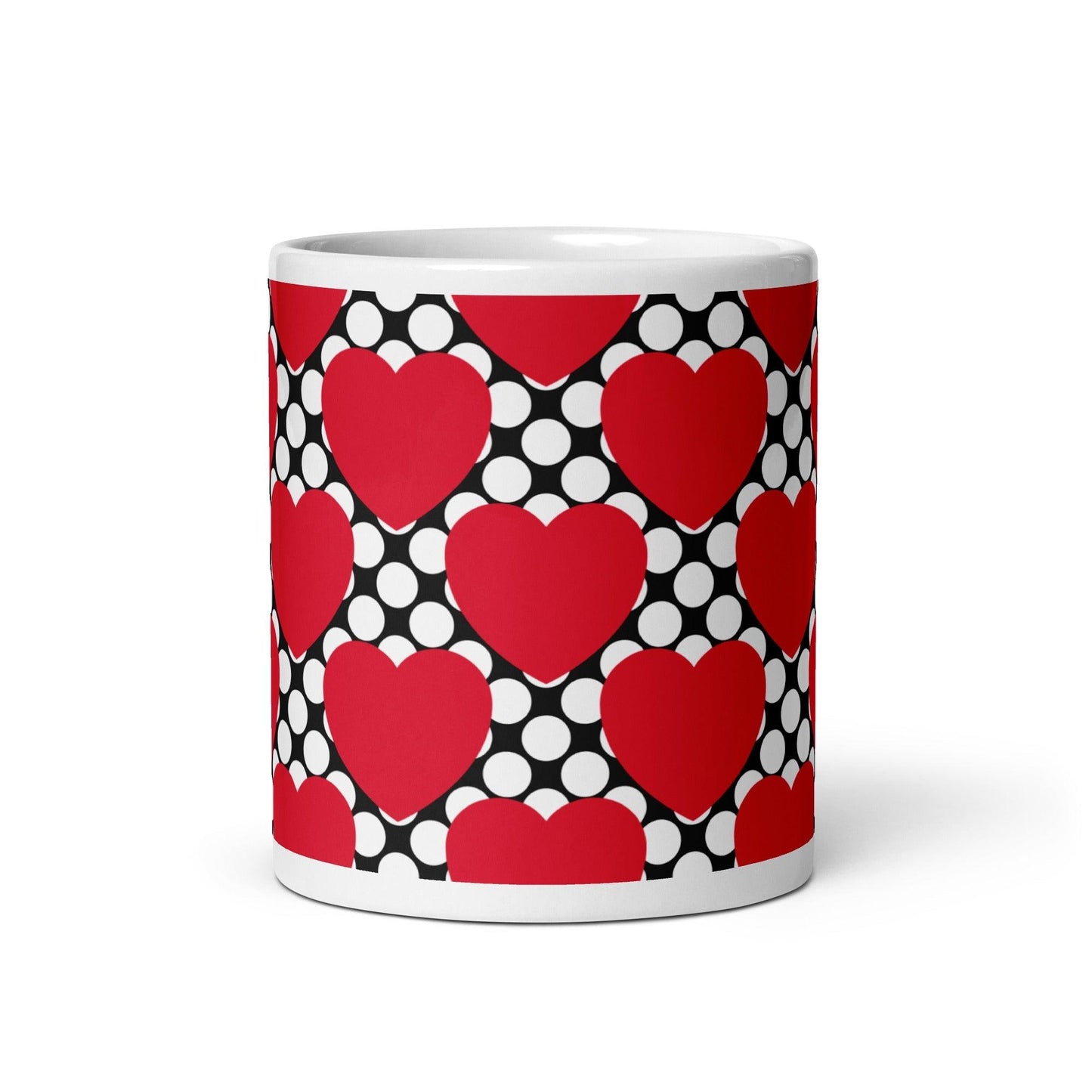 Mug - ELLIE LOVE DOT red black - Bold heart print