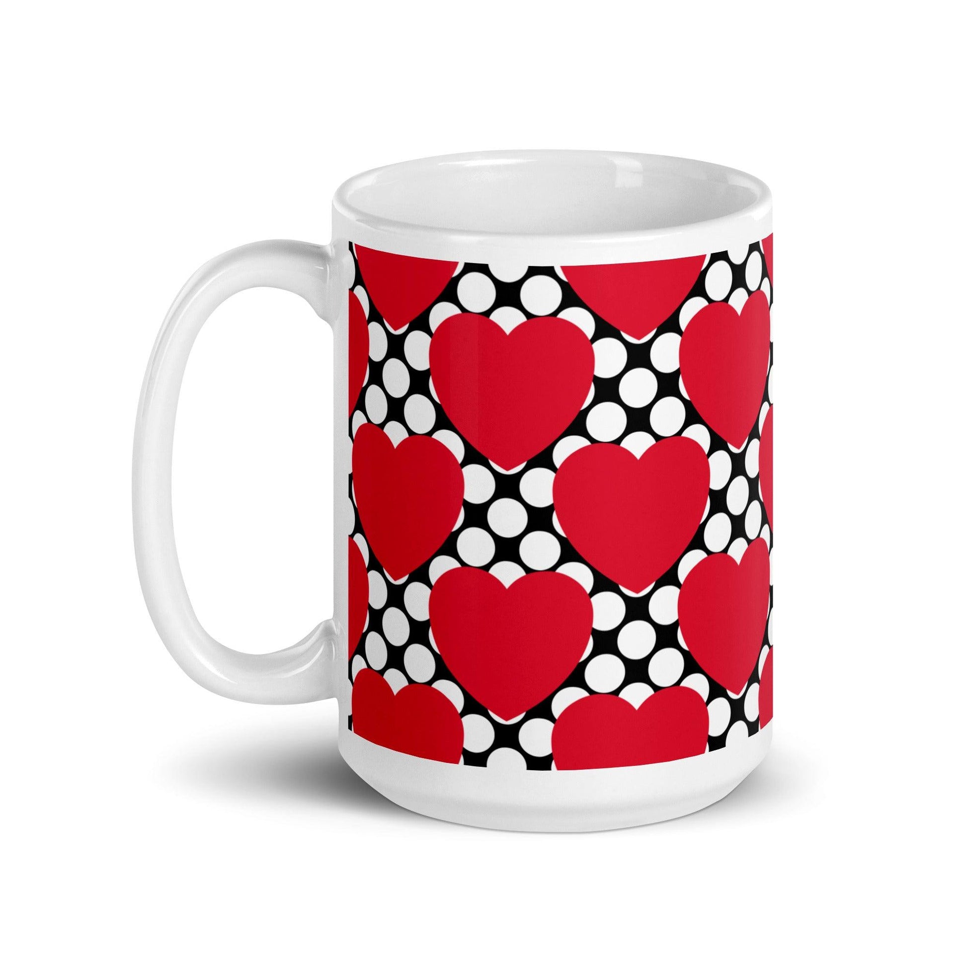 Mug - ELLIE LOVE DOT red black - Bold heart print