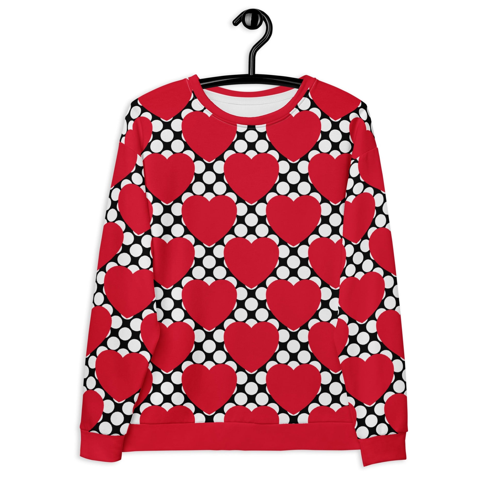 Sweatshirt - ELLIE LOVE DOT red black - Bold heart print 3XL