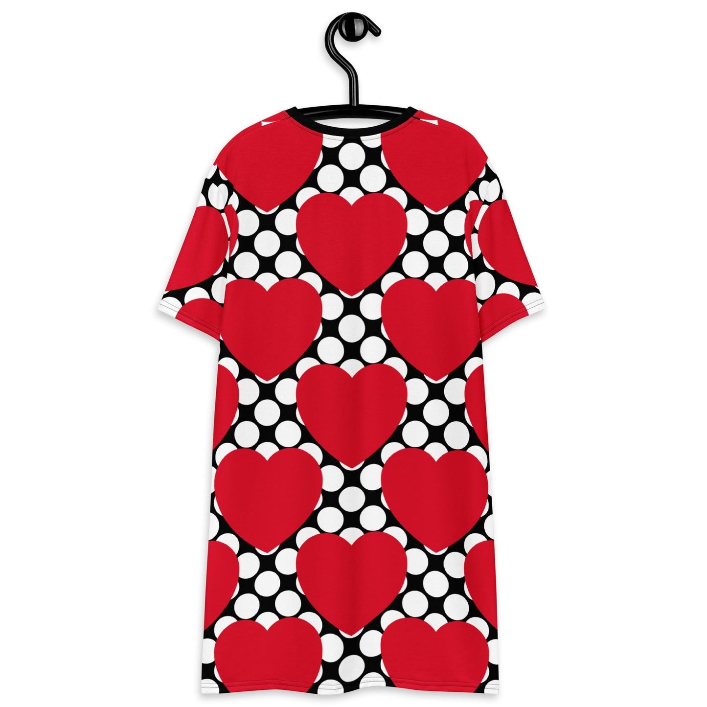 T-shirt dress - ELLIE LOVE DOT red black - Bold heart print