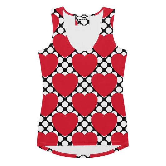 Tank Top - ELLIE LOVE DOT red black - Bold Heart Print
