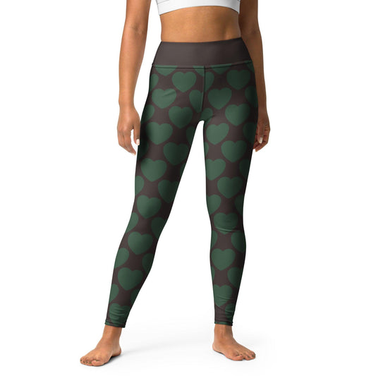Yoga leggings -2- ELLIE LOVE forest - Bold heart print XL