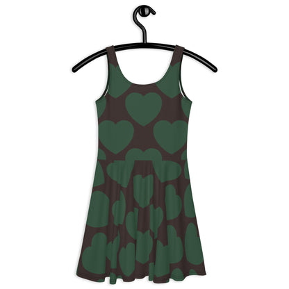 Skater dress - ELLIE LOVE forest - Bold heart print