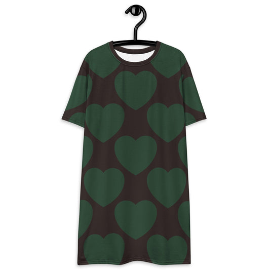 T-shirt dress - ELLIE LOVE forest - Bold heart print 6XL