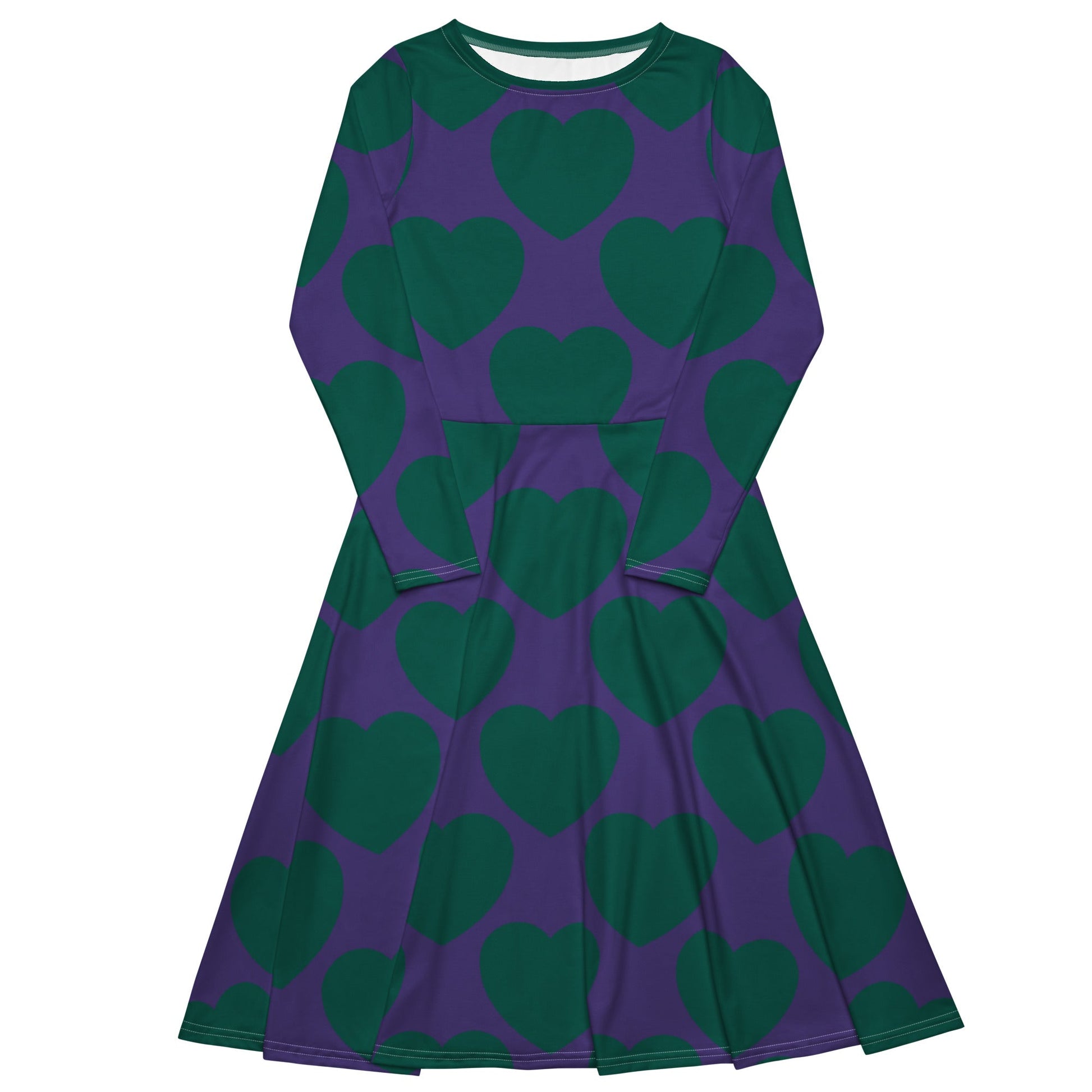 Midi dress - ELLIE LOVE green purple - Bold heart print 6XL