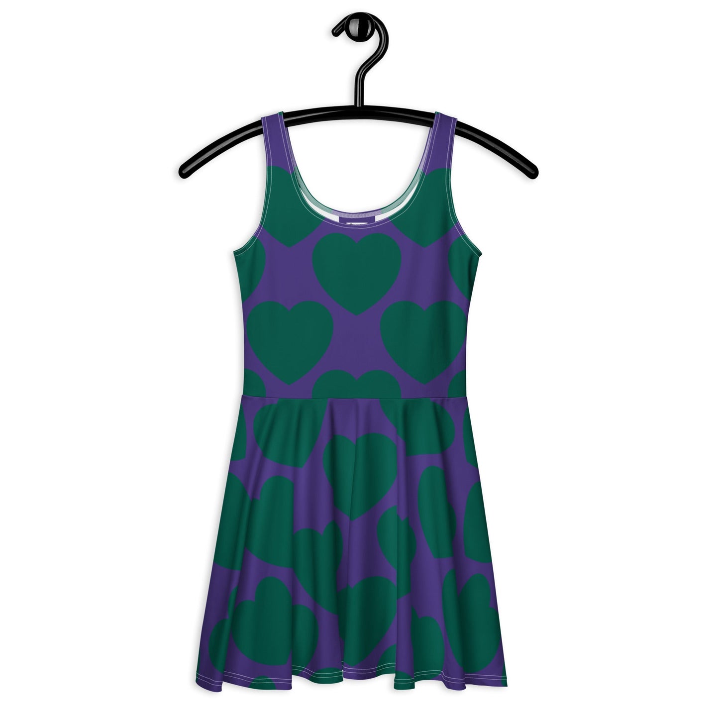 Skater Dress - ELLIE LOVE green purple - Bold Heart Print