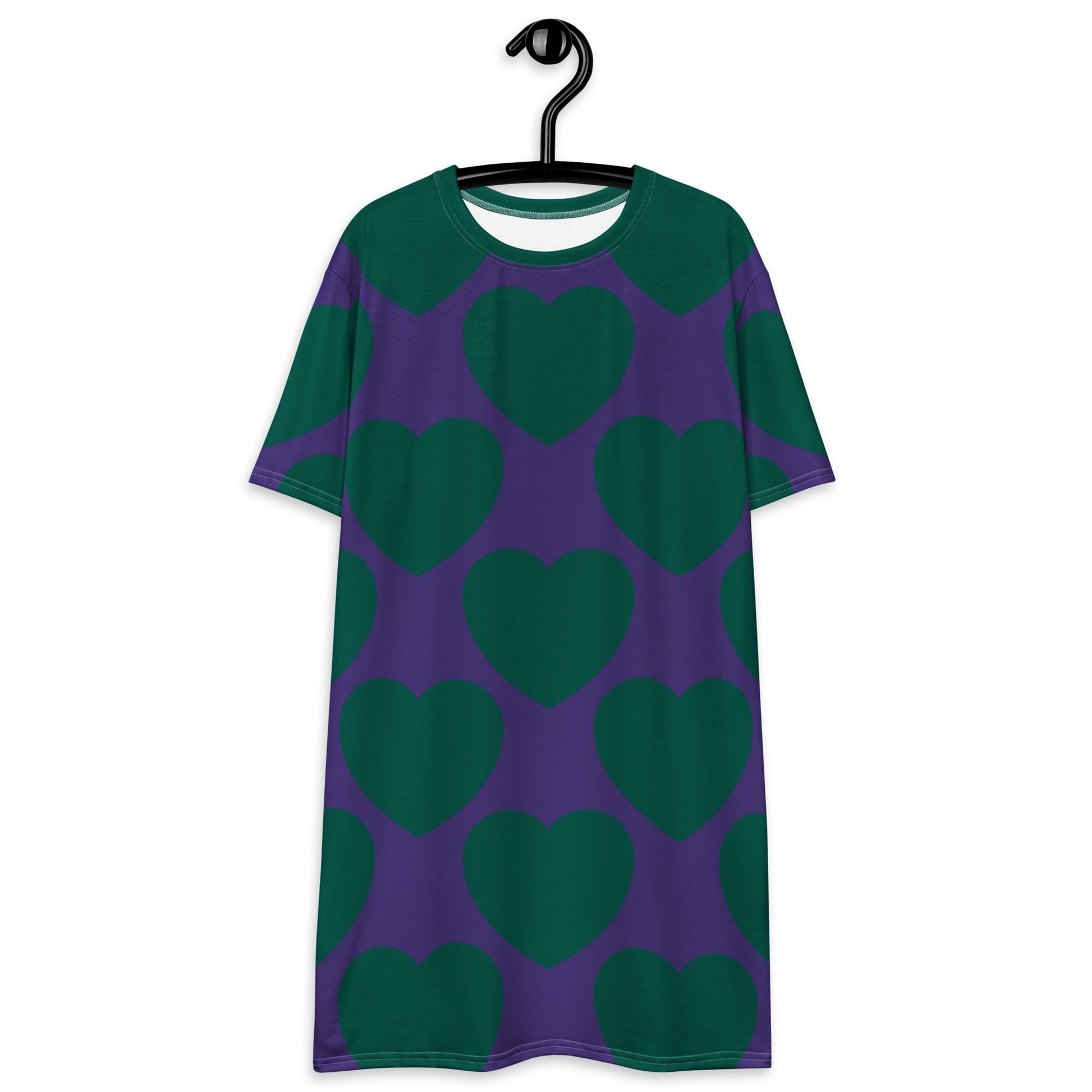 T-shirt dress - ELLIE LOVE green purple - Bold heart print 6XL
