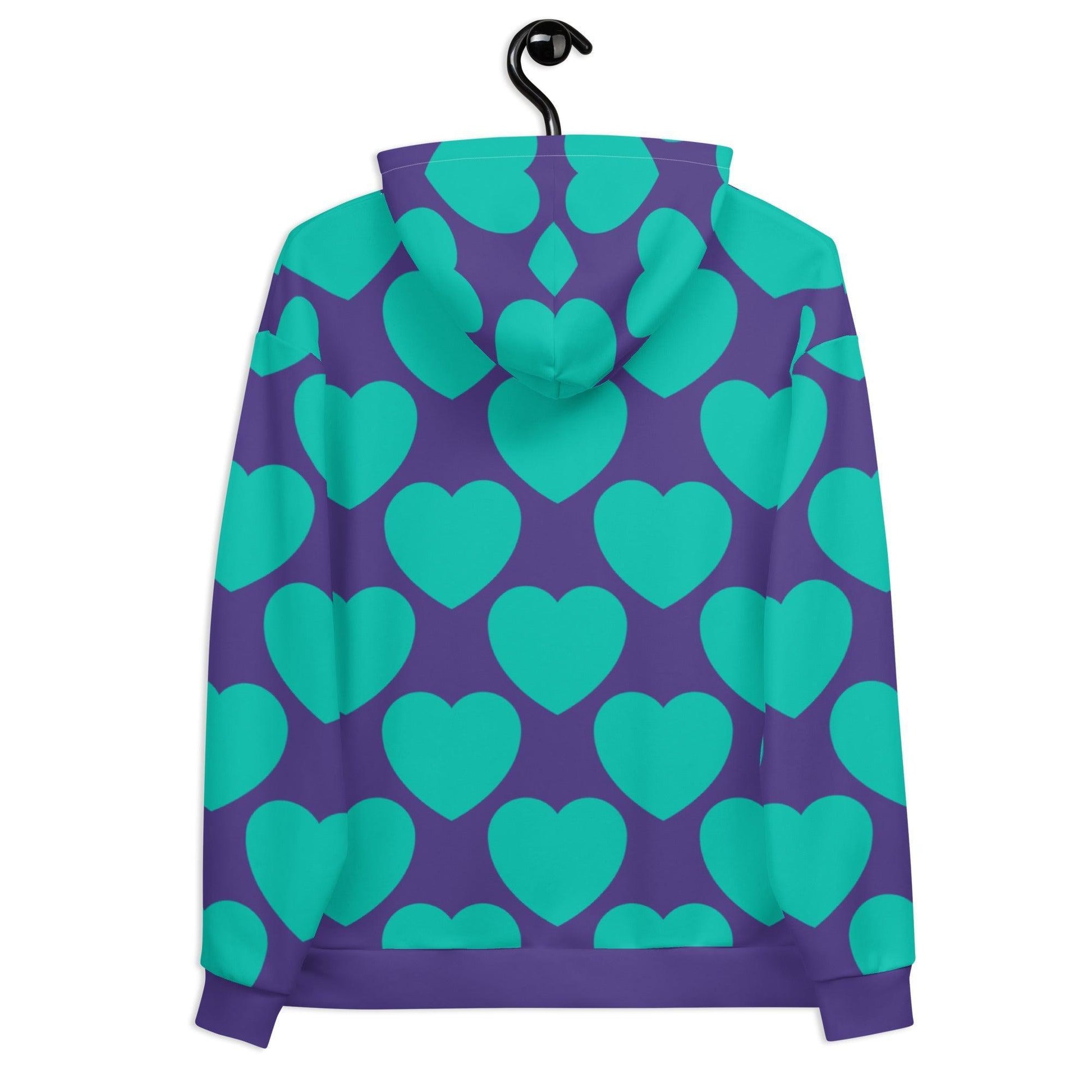 Hoodie - ELLIE LOVE mint purple - Bold heart print