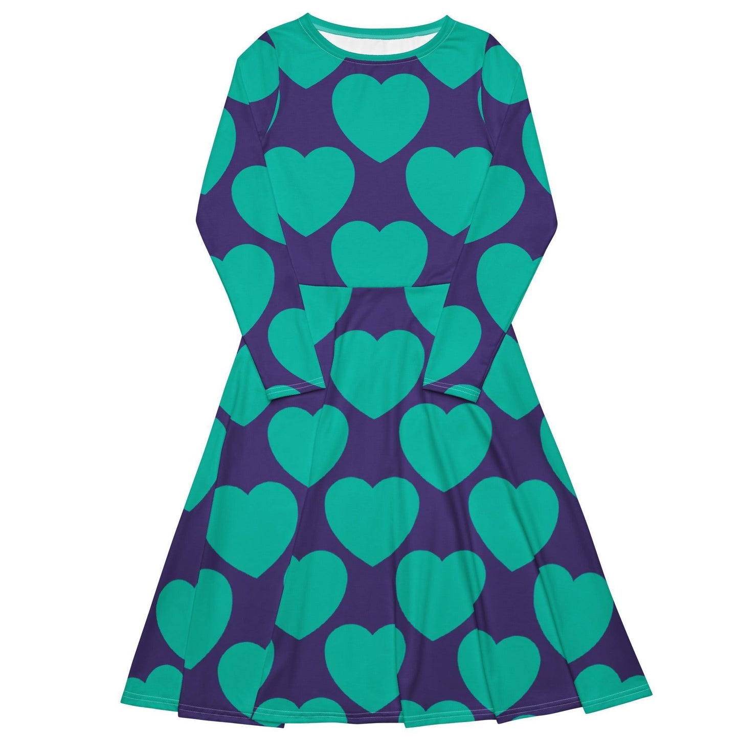 Midi dress - ELLIE LOVE mint purple - Bold heart print 6XL