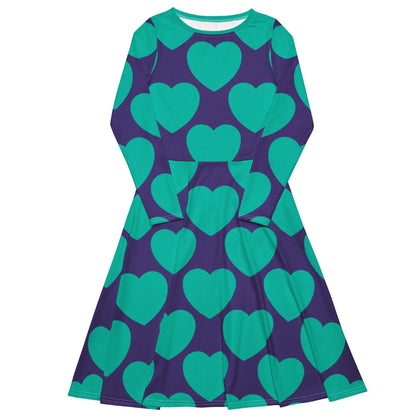 Midi dress - ELLIE LOVE mint purple - Bold heart print 6XL