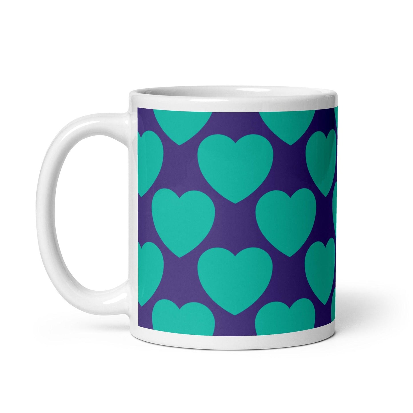 Mug - ELLIE LOVE mint purple - Bold heart print